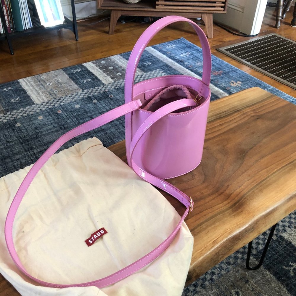 STAUD Patent Leather Bucket Bag